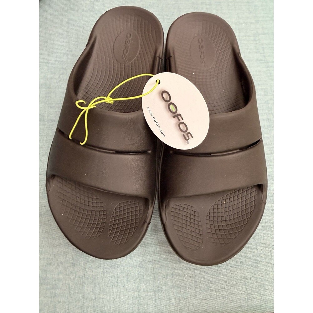 NEW Oofos Ooahh W10 M8 41 Matte OO Slide Black Cushion Sandal Active Recovery